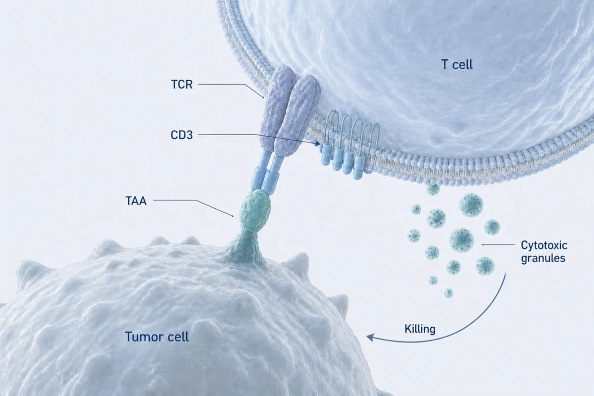 Interaction between an immune cell and a tumor cell